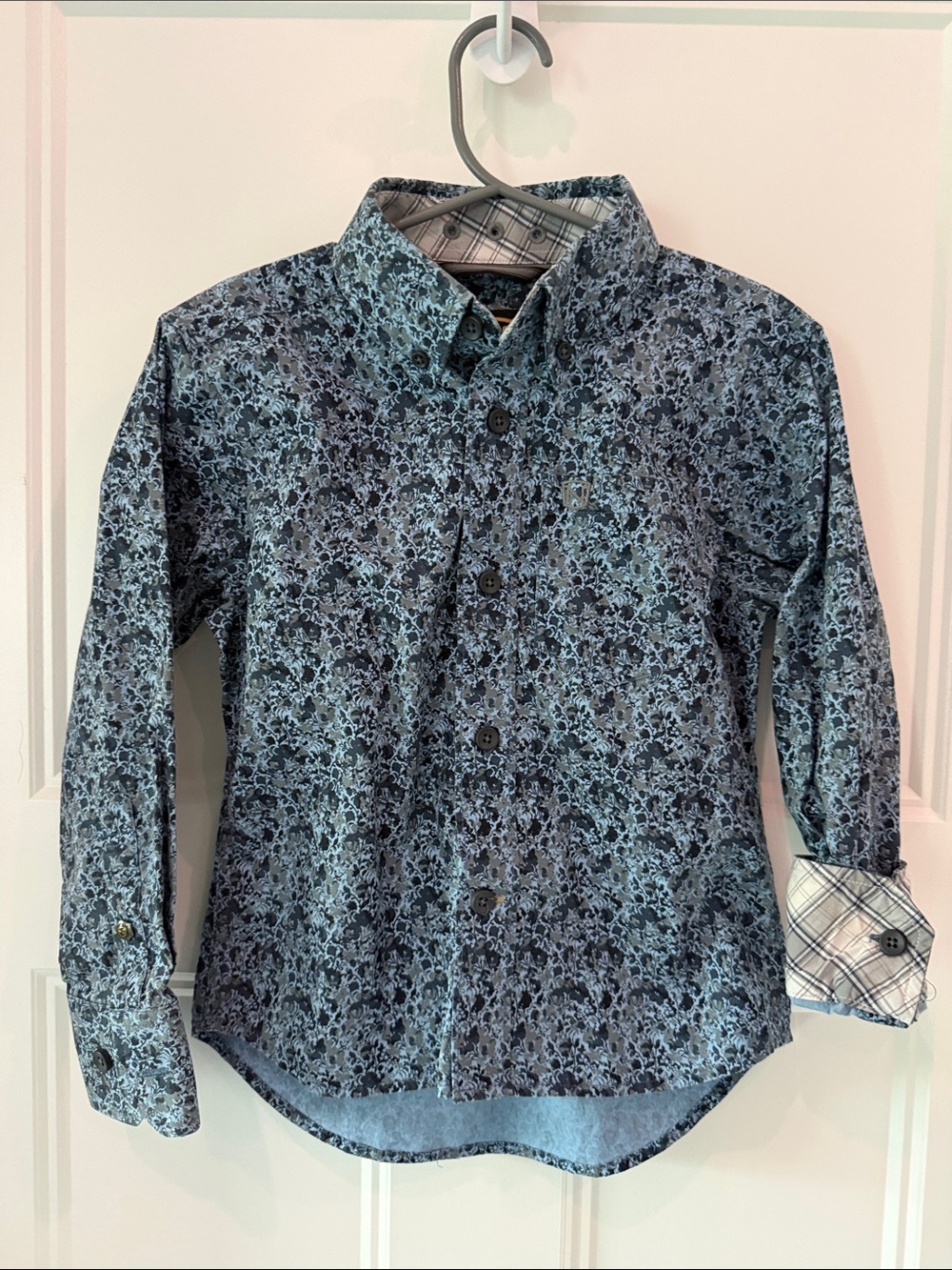 Boys' Floral Button-Up Shirt in Blue